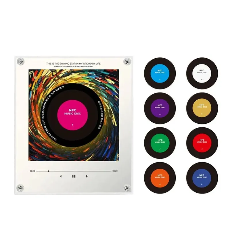 NFC Music Player Ψυγείο Μαγνητικό αυτοκόλλητο Ακρυλικό περιστροφικό μηχάνημα δίσκου Αυτόματη συσκευή αναπαραγωγής τραγουδιού για νυχτερινό φως ψυγείου — image 14