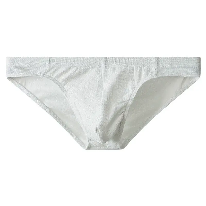 3-Piece Men's Low-Waist Cotton Textured Briefs Set - Minimalist Solid-Color Underwear (Beige/White/Light Gray) — image 2