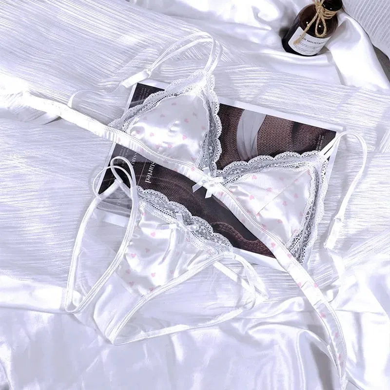 Klasszikus francia bralette aládrót nélkül elegáns csipke kis kupa fehérnemű divatos lány 3 részes melltartó szett puha formájú kupával — image 2