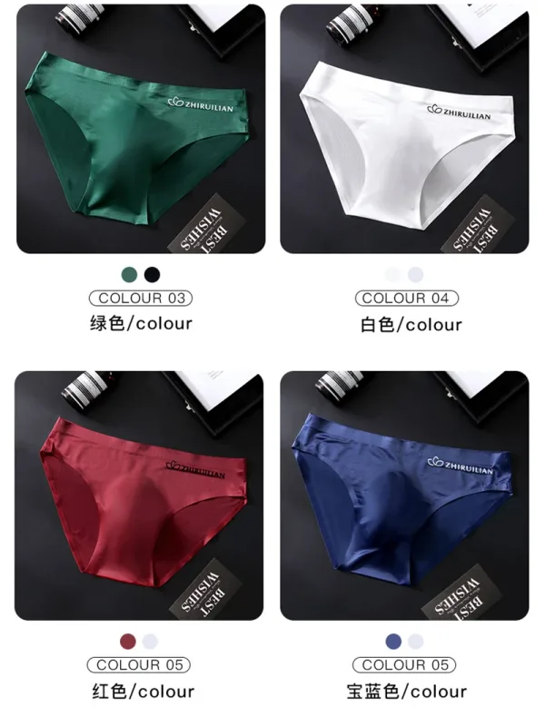 Men Ice Silk Briefs Ultra-thin Seamless Sexy Panties Male Quick Drying 3D Pouch Breathable Underwear Youth Underpants Slip Homme — image 15