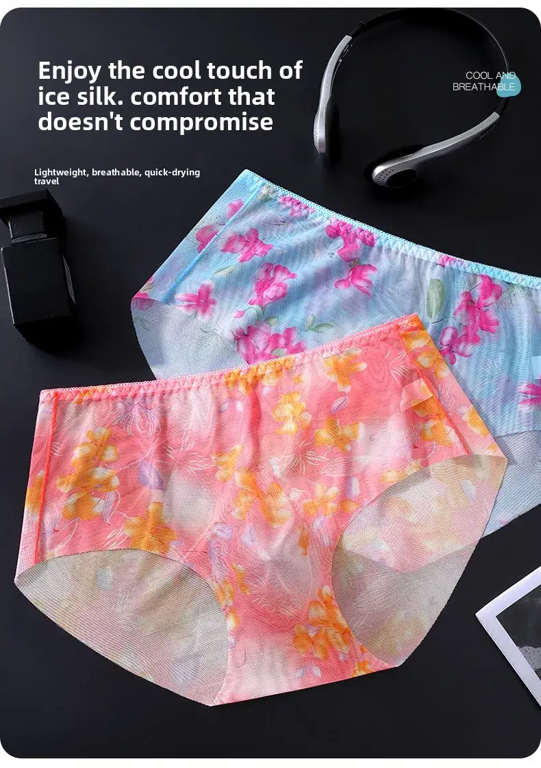 Men's 3D Space Capsule Molded Pouch Briefs Floral Print Sheer Mesh Ice Silk Ultra Thin High Elastic Male Underwear — image 3