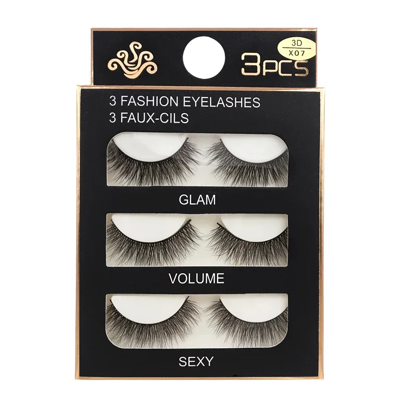 Faux Cils 3 זוגות ריסים מלאכותיים טבעיים ארוכים 3D מינק ריסי מינק רכים רכים מלוכלכים בעבודת יד ריסים מזויפים כלי איפור עיניים Maquiagem — image 10