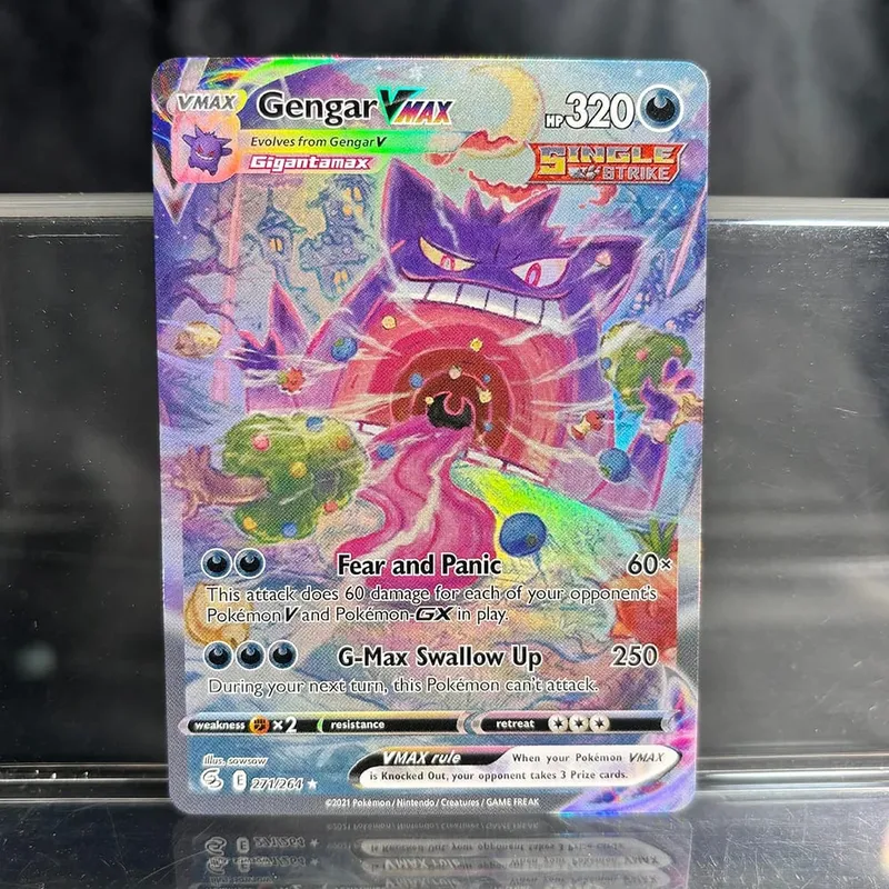 אוסף משחקי מסחר הולוגרפי PTCG כרטיסי פרוקסי Charizard Pikachu Mew EX Singl PKM Foil Cards Gengar VMAX Skyridge (SK)