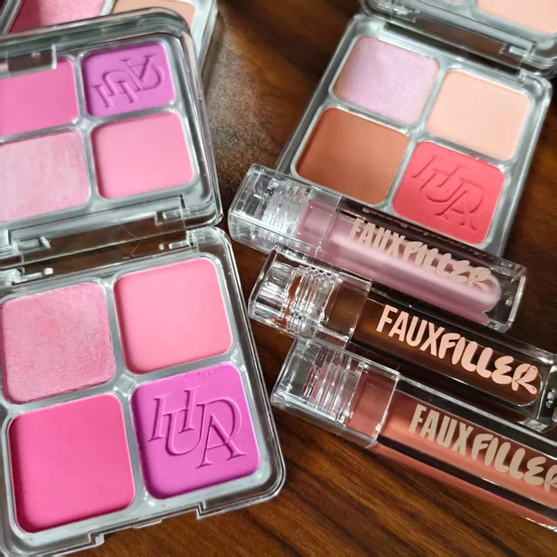Το δημοφιλές Lip Gloss είναι λείο και εύκολο στην εφαρμογή Ματ αντικολλητικό Cup Powder Is fine and μακράς διαρκείας Μακιγιάζ 4 Color Blusher — image 2