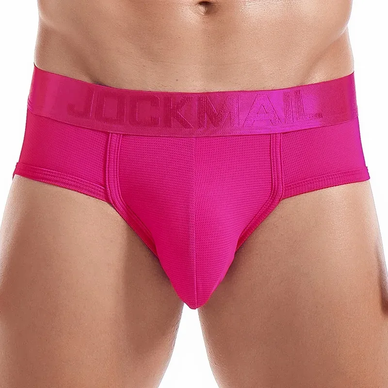 Jockmail Mens Underwear Briefs Mesh Breathable Sports Fitness Shorts Solid Color Sexy Low-rise Lingeries for Extreme Panties — image 36