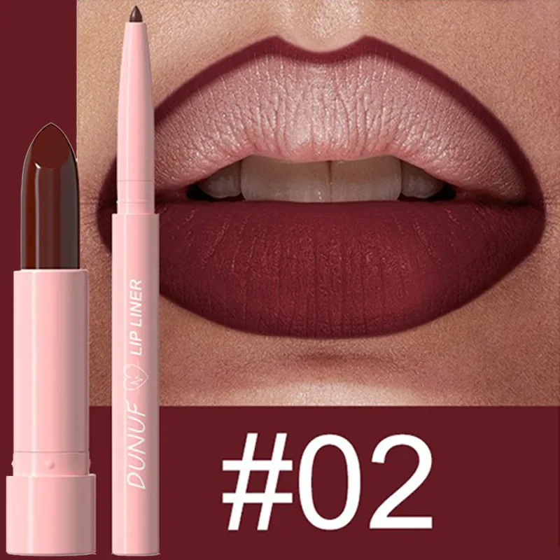 2 τεμάχια/Σετ Κιτ μακιγιάζ Lipstick+Liner Liner Matte Nude Αδιάβροχο μακράς διαρκείας, χωρίς λεκέδες, κωνική μύτη για τα χείλη Contour Pen Cosmetics