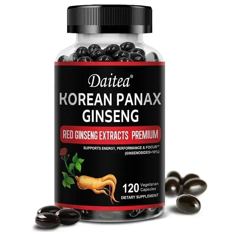 Korean Red Ginseng Capsules-1000 Mg Boosts Energy Endurance Athletic Performance and Muscle Strength Supports Immune Health