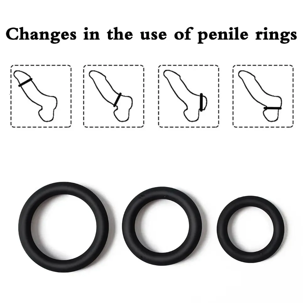 Cock Rings 3PCS Flash In The Night Lock Δαχτυλίδι πέους από σιλικόνη σεξουαλικά παιχνίδια για άντρες Δαχτυλίδι με όσχεο καθυστερημένης εκσπερμάτωσης — image 5