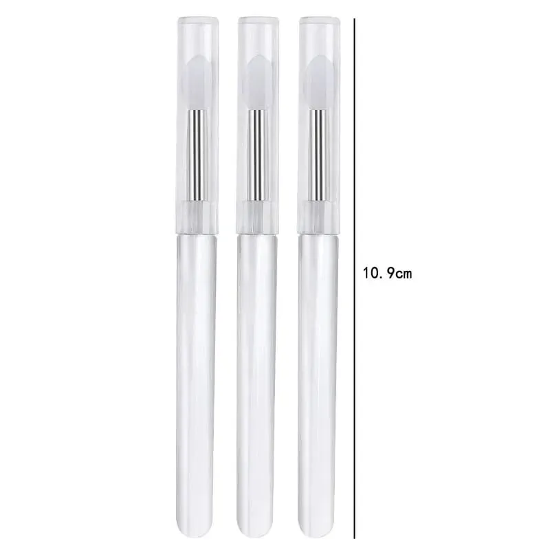 3/5/10 pçs escova de batom de silicone macio aplicador de batom portátil alça clara limpa microbrush lipgloss ferramenta de beleza