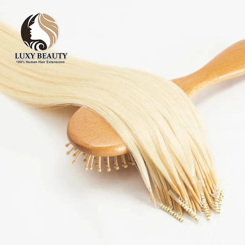 8D Micro Bead Human Hair Extensions Silicone Nano Ring Hair Extension Invisible Mini Silicon Beads Μαύρα καστανά ξανθά ανθρώπινα μαλλιά