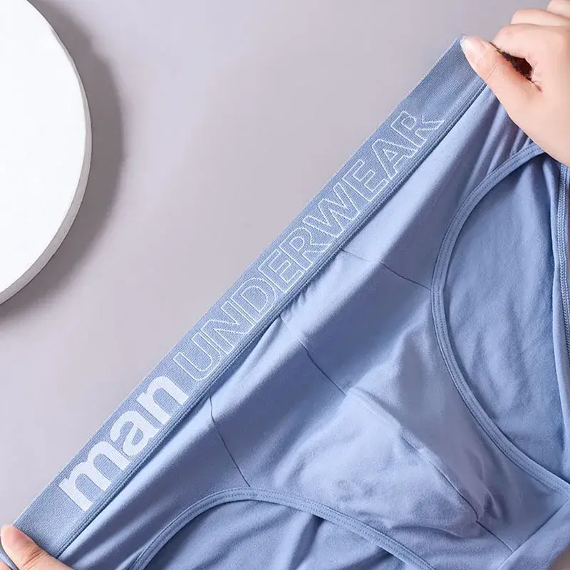 2 Pcs/Lot Fashion Letter Waist Men's Brief Underwear Soft Breathable Mid Rise Comfort Male Underpants Multi Colors