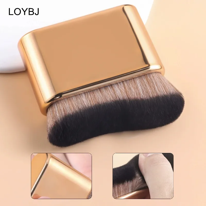 Pincel autobronzeador corporal dourado, pincéis macios de maquiagem portátil, escova autobronzeadora para base de pescoço, protetor solar, ferramentas aplicadoras de creme — image 3
