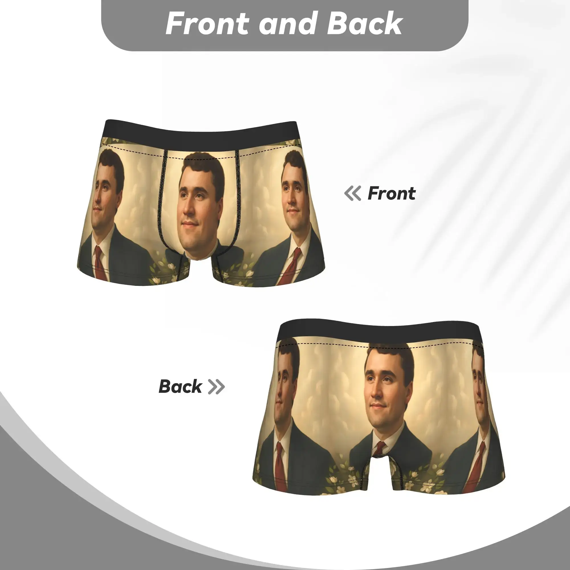 Charlie Kirk Angelic Advocate Underwear Funny Panties Printed Boxer Brief For Men 3D Pouch Plus Size Boxershorts — image 2
