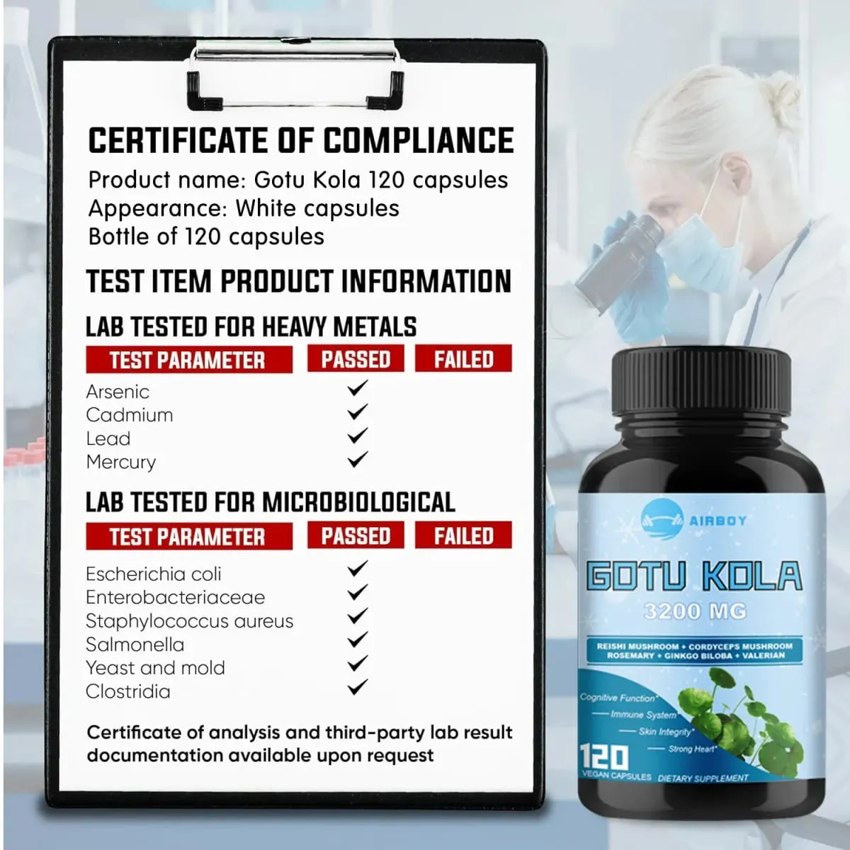 Gotu Kola Capsules - Brain Cognition Immune System Skin Energy & Circulation Supplement - Non-GMO & Gluten FreeSupplements