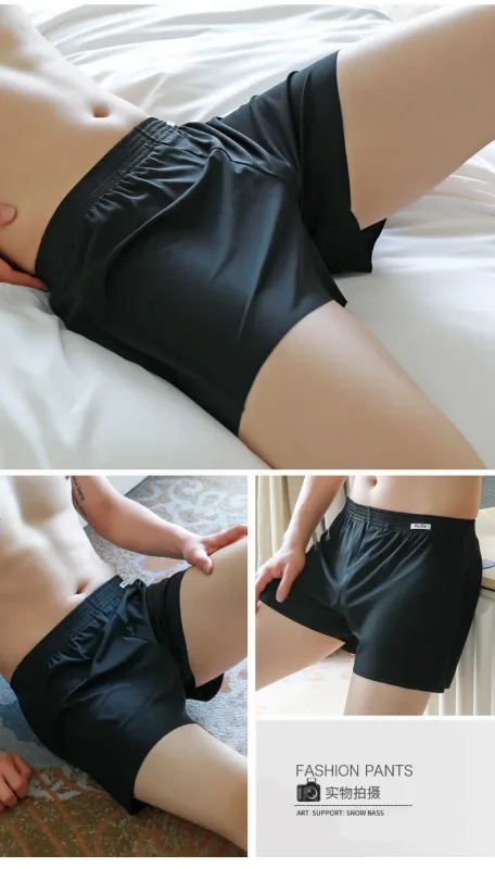 Large Size Satin Silky Loose Boxer Shorts Men Summer Thin Cool Ice Silk Underwear Arrow Pant Seemless Sleepwear Pajamas Panties — image 18