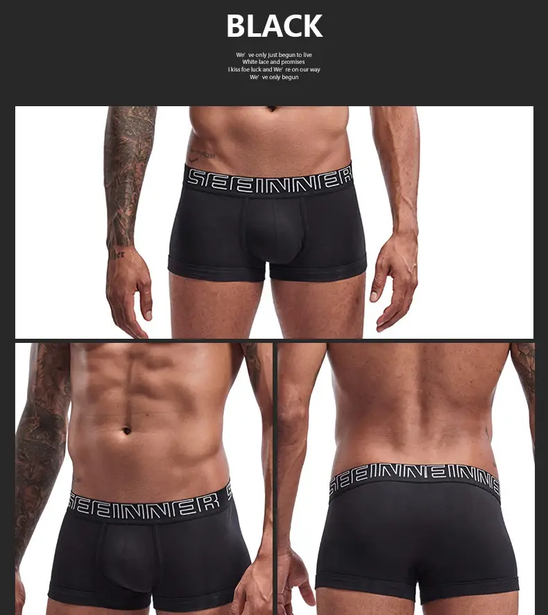 Seeinner Mens 복서 반바지 코튼 U 볼록한 주머니 속옷 부드럽고 편안한 속옷 Cueca Masculina M-XXL 블랙 화이트 그레이 — image 3