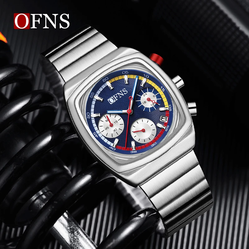 1635 New Fashion Men's Quartz Wristwatch Luminous Calendar Waterproof Steel Strap Casual Sport Watches for Man reloj hombre — image 2