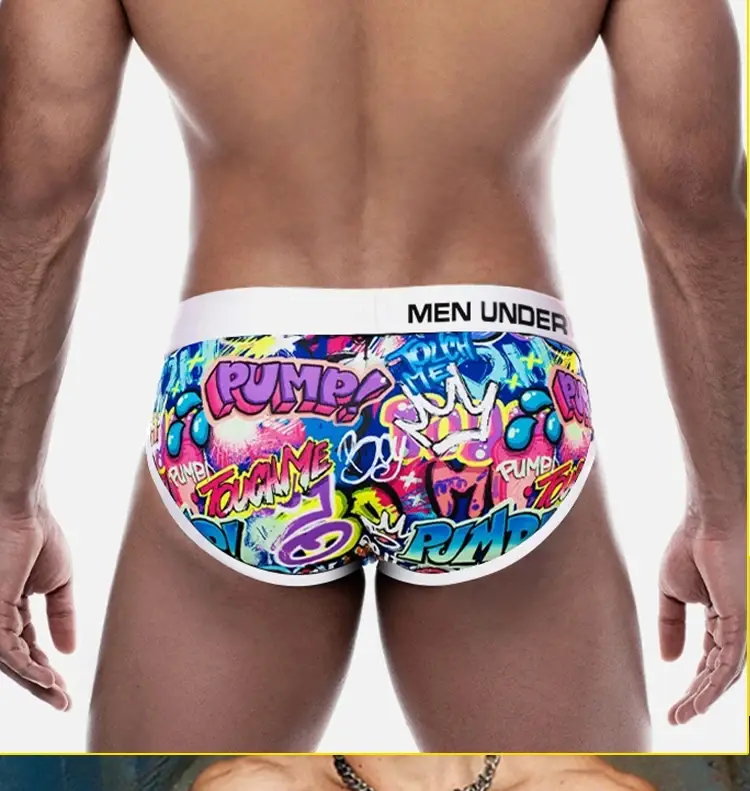 1PCS Men's Cotton Nylon Blend Boxer Briefs All-Over Graffiti Print Wide Elastic Waistband Non-Tight Fashion Sport Underwear — image 23