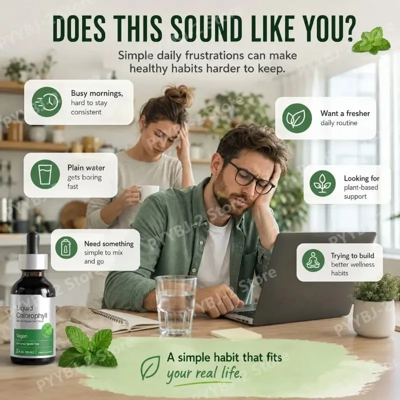 Chlorophyll Liquid Drops Mint Flavor 59ml with Herbal Plant Extract Natural Dietary Supplement Mix with Water for Consumption — image 6