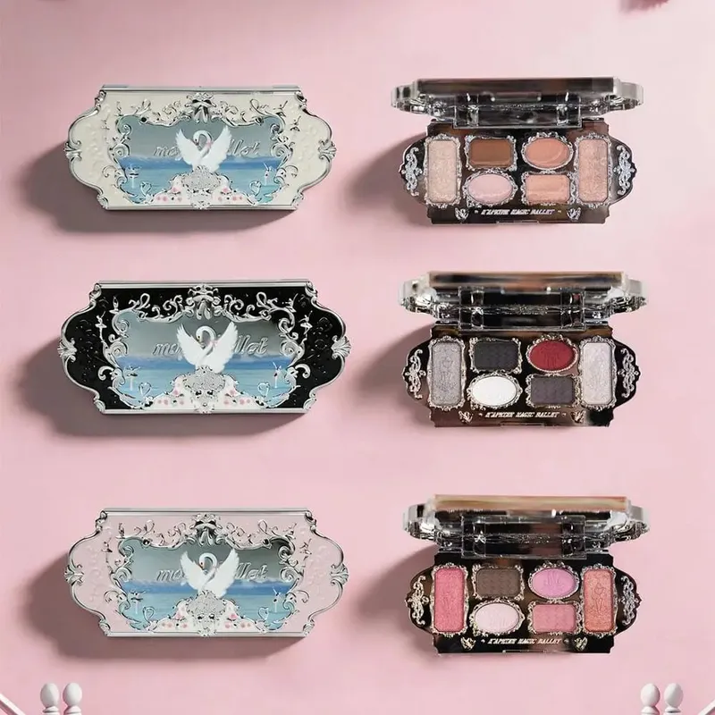 Πλήρες σετ Κιτ μακιγιάζ Swan Makeup Palette Pressed Powder Blush Lipstick Eyeshadow Palette Cute Cosmetic Gift Set — image 5