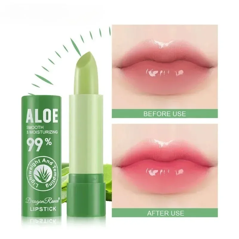 Aloe Vera Ενυδατικό κραγιόν Φυσικό Χρώμα Διαρκούς Θερμοκρασίας που αλλάζει Χρώμα Βάλσαμο χειλιών Ανθεκτικό στο ξεθώριασμα Θρεπτικό Μακιγιάζ Περιποίησης χειλιών — image 8