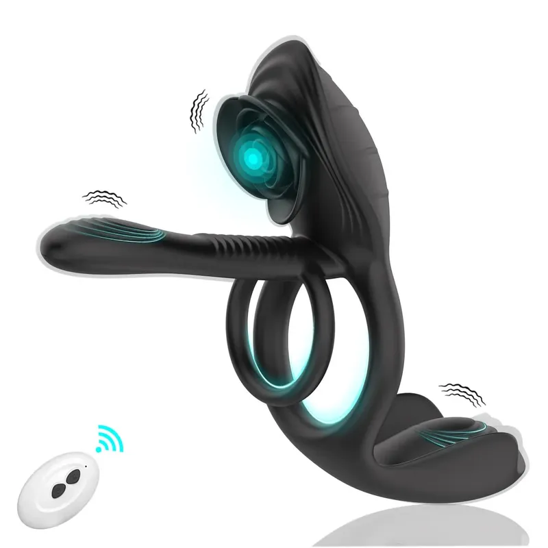 Cock Ring Vibrating for Men Ejaculation Delay Male Erectile Penis Ring G-Spot Clitoris Anal Stimulator Adult Sex Toy for Couples