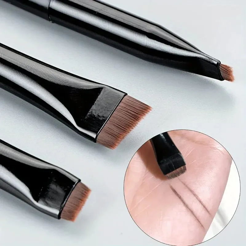 3 pçs conjunto de escova de maquiagem lâmina delineador escova fina cabeça oblíqua sobrancelha escova contorno delineador ultra-fino sombra de olho escova maquiagem b — image 3