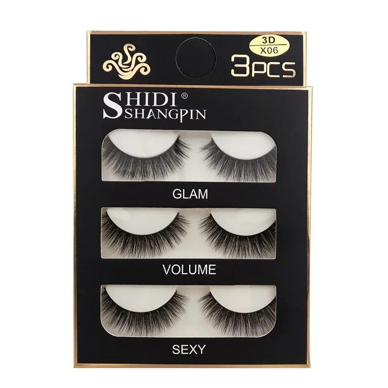 Faux Cils 3 זוגות ריסים מלאכותיים טבעיים ארוכים 3D מינק ריסי מינק רכים רכים מלוכלכים בעבודת יד ריסים מזויפים כלי איפור עיניים Maquiagem — image 3