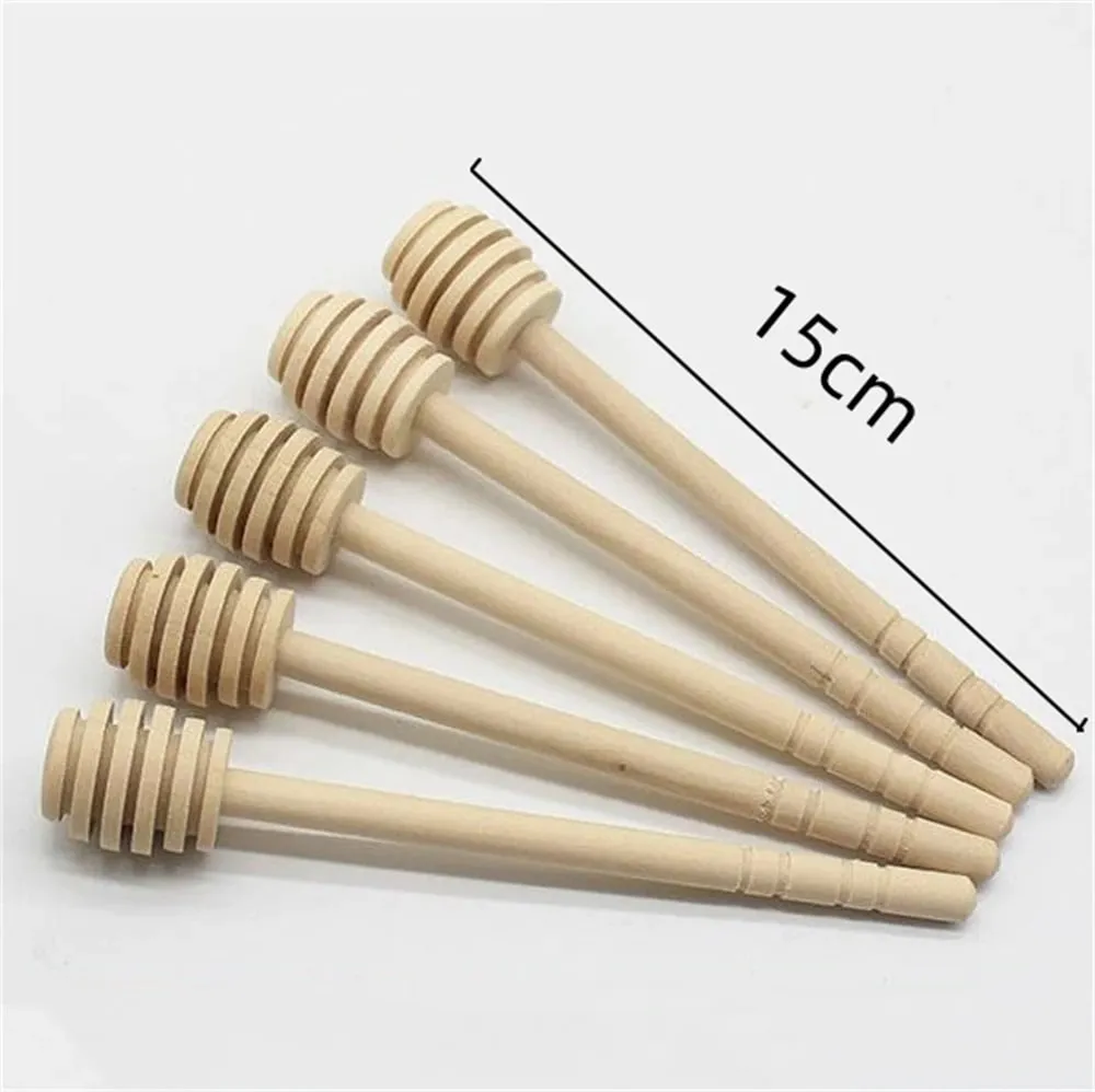 100 τμχ Wood Honey Dipper Stick Server for Honey Jar Dispense Drizzle Honey