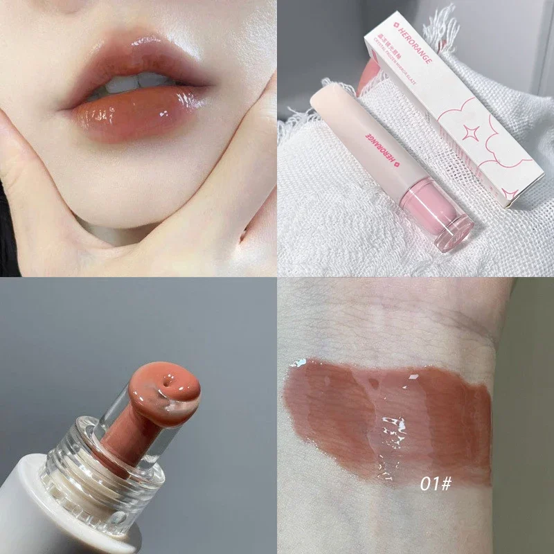 Geléia brilho labial espelho de longa duração água esmalte colorido hidratante batom cristal brilhante matiz labial coreano cuidados maquiagem