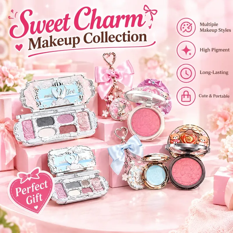Πλήρες σετ Κιτ μακιγιάζ Swan Makeup Palette Pressed Powder Blush Lipstick Eyeshadow Palette Cute Cosmetic Gift Set — image 2