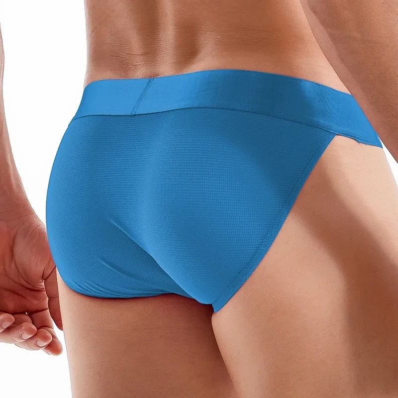 Jockmail Mans Underwear Gay Brief Nylon Mesh Sexy Low Waist Ropa Interior Hombre Letter Embroidery Sissy Panties Male Lingerie