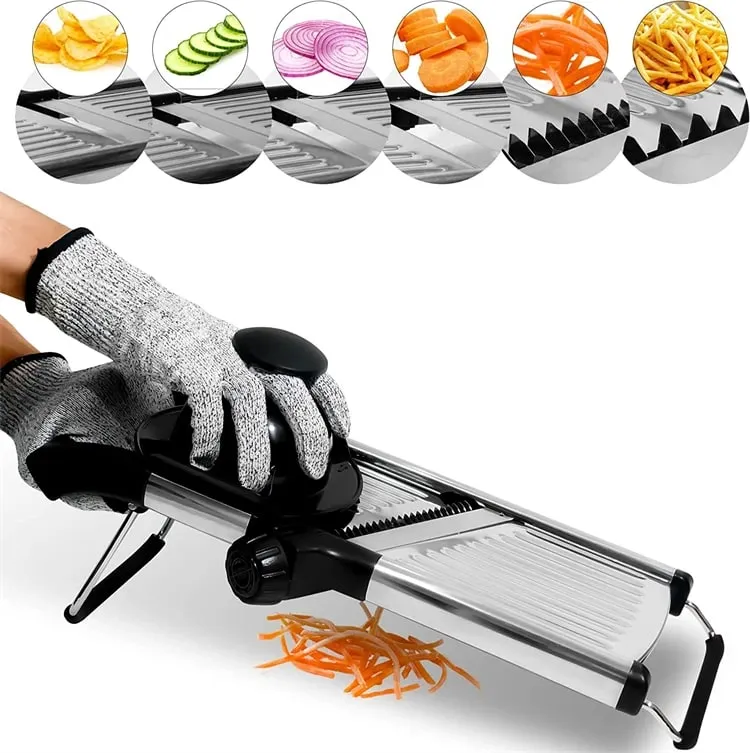 Állítható mandolin szeletelő rozsdamentes acél zöldségszeletelő vágó burgonya paradicsom hagymához sárgarépa JT213 — image 7