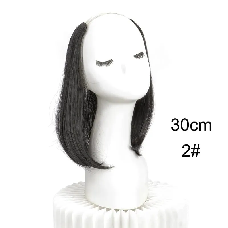 20/30cm Συνθετική κοντή ίσια εσωτερική πόρπη σε σχήμα V μισό κεφάλι 4Clips Αόρατο χτένισμα μαλλιών για γυναίκες
