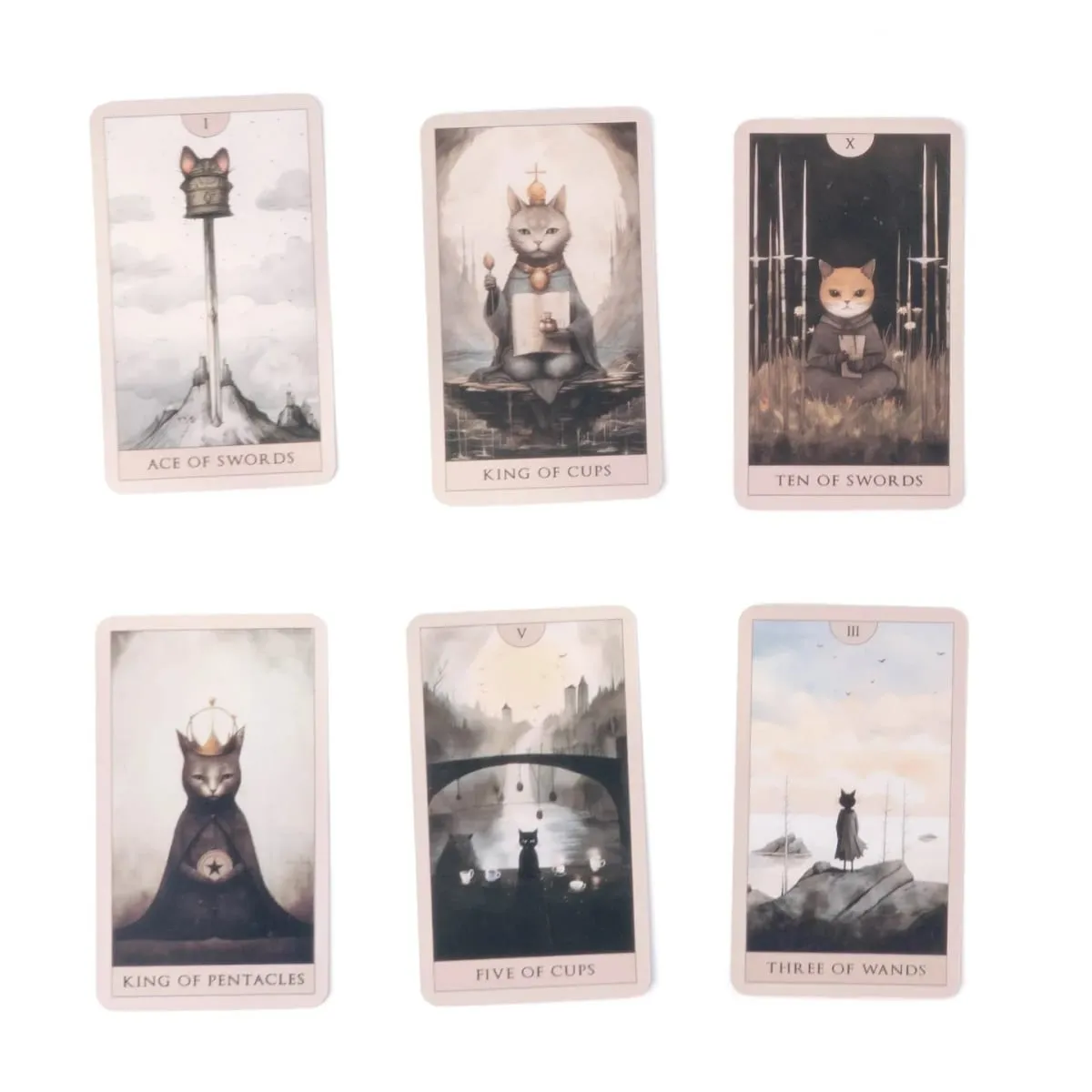 Surrealist Cat Tarot Cards - Aesthetic 10.3*6cm 78-Card Whimsical Deck with Soft Pastel Illustrations