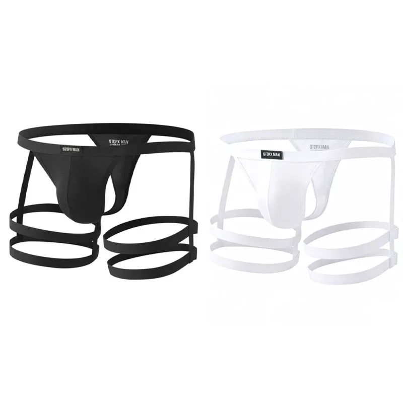 Mens breathable elastic thong briefs suspender low rise with U convex pouch design suitable for spring summer autumn winter — image 7