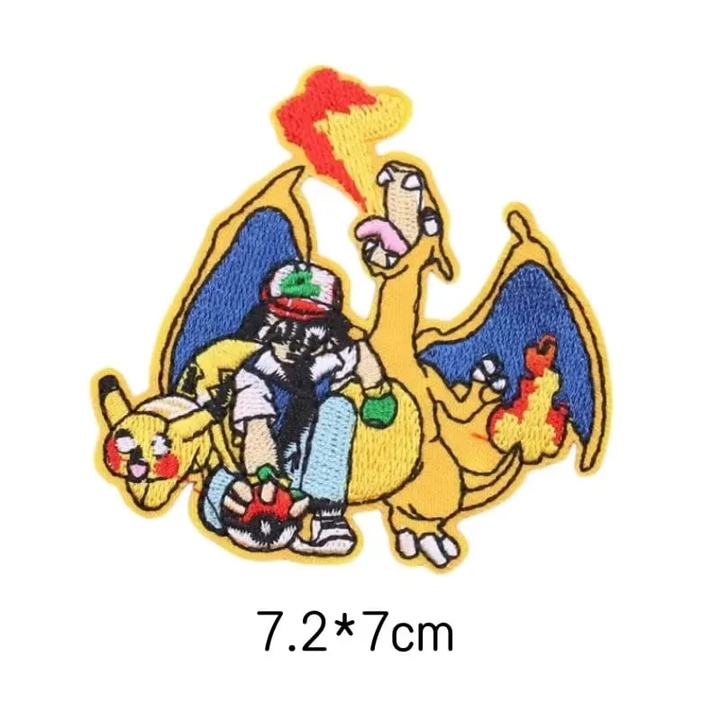 Επίθεμα υφάσματος Pikachu Αυτοκόλλητα ρούχων Ράψτε σε μπαλώματα κεντήματος Απλικέ σίδερο σε ρούχα Cartoon DIY διακόσμηση ενδυμάτων — image 42