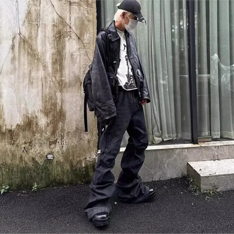 Y2K Washed Jeans Gothic Vintage Micro Flared με μεσαία μέση με φερμουάρ Παντελόνι Γυναικεία Ανδρικά ρούχα Streetwear Υψηλής ποιότητας design Sense παντελόνι — image 3