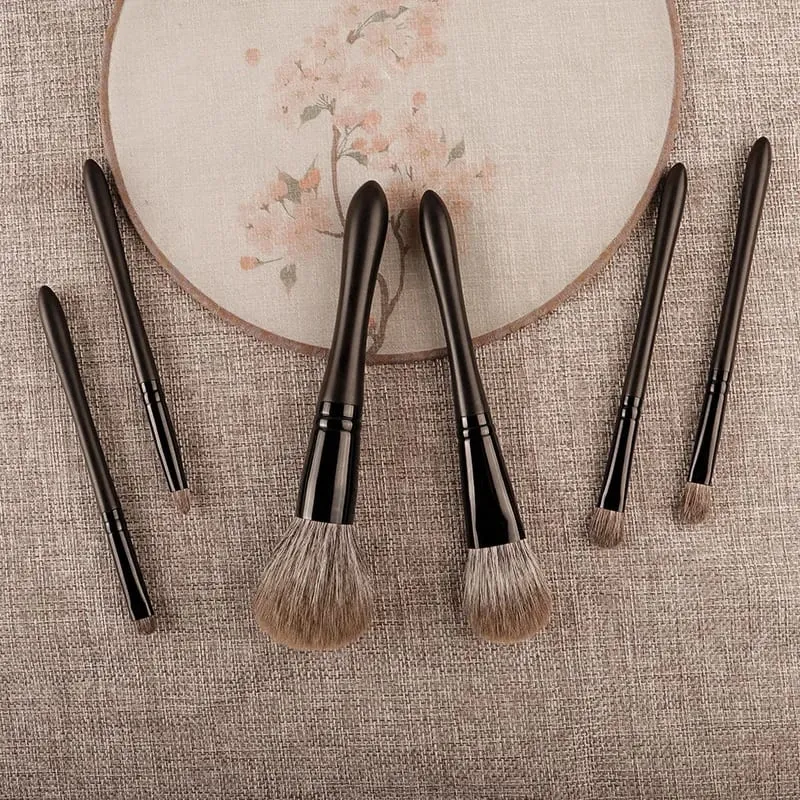 6 τμχ/σετ Βούρτσες μακιγιάζ τρίχας Fox Set Powder Blusher Crease Eyeshadow Detail Liner Shadow βούρτσες μακιγιάζ Travle siz Ebony Handle