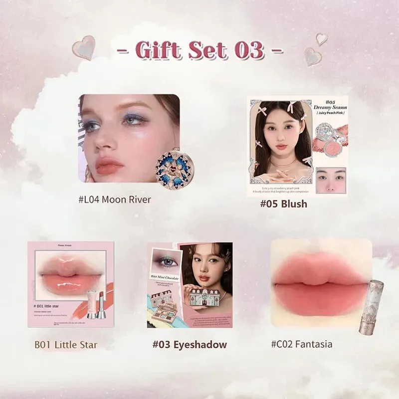 Flower Knows Makeup Kit Πλήρες επαγγελματικό σετ δώρου μακιγιάζ Mermaid Angel Highlight Swan Lipstick 5 τεμαχίων