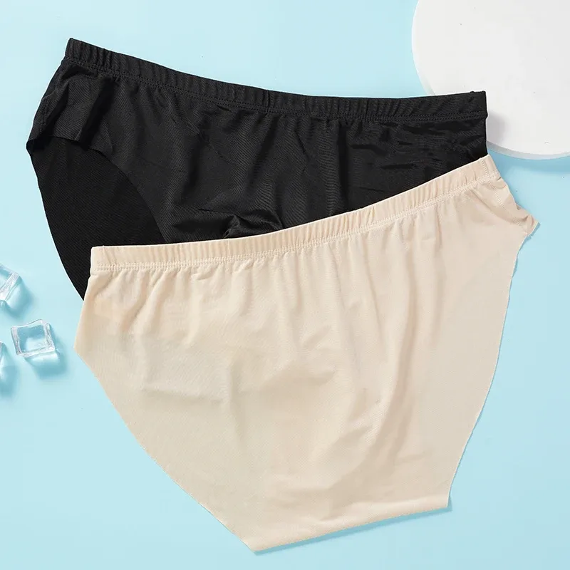 Calzoncillos de seda helada para hombre, ropa interior transparente, sin costuras, Sexy, de secado rápido, transpirable, ultrafina, 4 Uds.