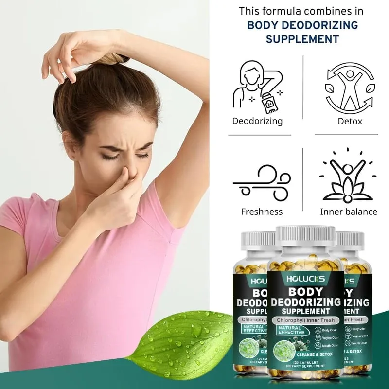 Chlorophyll Capsules Supplement Body Deodorizing Deos & Cleanse Digestion Support for Gut & Skin Health — image 2