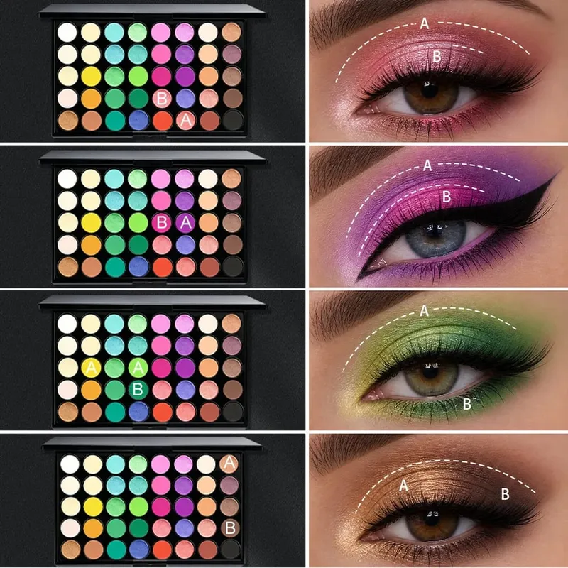 3 τμχ Σετ μακιγιάζ για 40 χρώματα Rainbow Eyeshadow Palette + Μαύρη μάσκαρα με 1 τμχ Πινέλο 3 σε 1 Σετ μακιγιάζ για καθημερινό πάρτι καθημερινά — image 6