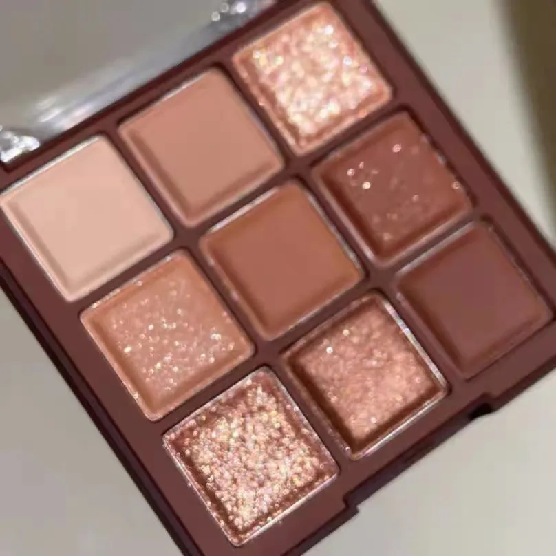 9 Colors Glitter Eyeshadow Palette Chocolate Brown Shimmer Matte Acrylic Eye Shadows Palette Waterproof Korean Makeup Cosmetics — image 5