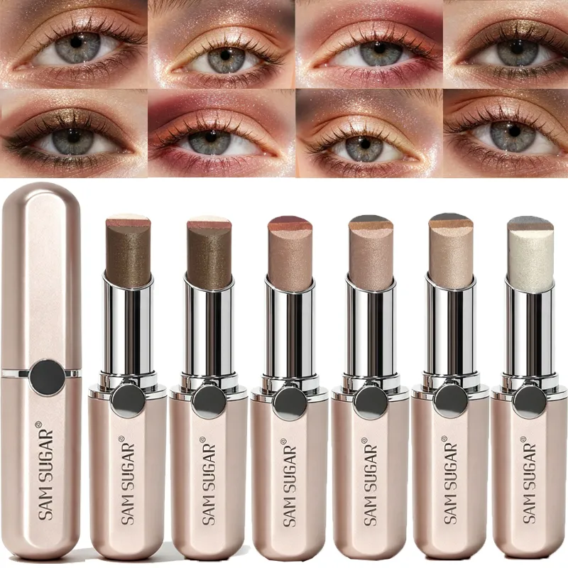 Tricolor Eyeshadow Stick Glitter Highlight Contour Shadow Stick Μακιγιάζ ματιών Αδιάβροχο με λάμψη και διάρκεια μεταλλικό μακιγιάζ για σκιές ματιών — image 4
