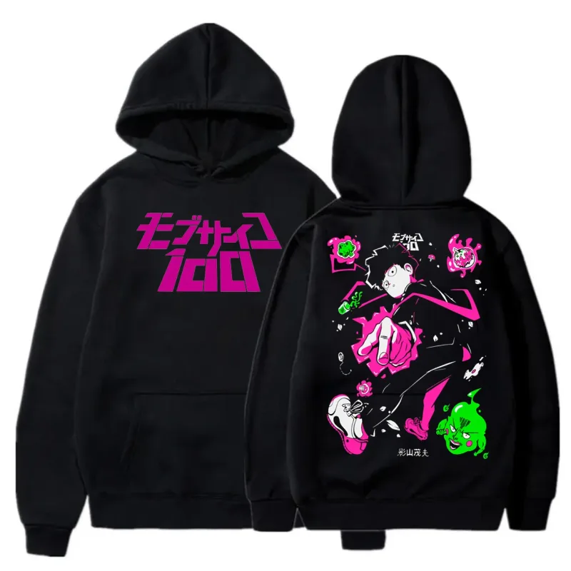 Anime Mob Psycho 100 sweats à capuche Harajuku Shigeo Kageyama Punk dessin animé sweats hommes femmes automne hiver chaud Patchwork sweat — image 1