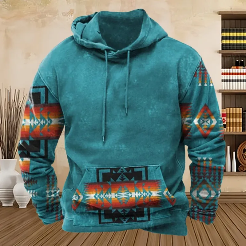 Vintage Tribal Style Print Men's Hoodies Sweatshirt Spring Autumn New Loose Pullover Casual Streetwear Oversized Men's Clothing — image 8