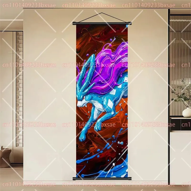 Pokémon Anime HD Scroll Painting Eevee Pikachu Suicune Charizard Mewtwo Διακόσμηση τοίχου με φόντο αφίσα Παιδικό δώρο — image 8