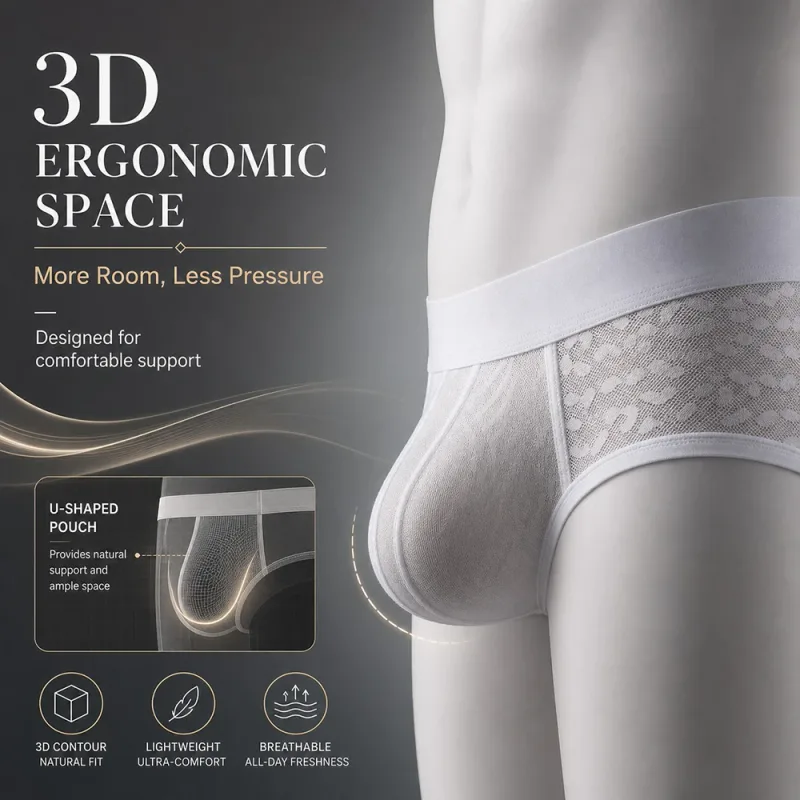 1/3PCS Summer Sexy Perspective Breathable Men's Panties Smooth Ice Silk Quick-dry Men's Briefs High Elastic Ultra-thin Underwear — image 5