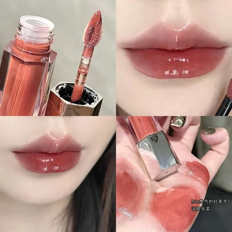 Ice Transparent Brown Lip Gloss Moisturizing Glossy Liquid Lipstick Water Light Glass Mirror Lip Glaze Long-lasting Beauty Lips — image 12